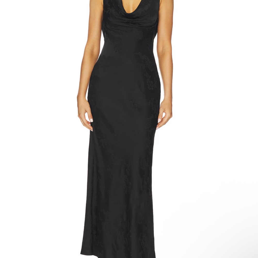REVOLVE Black Satin Backless Cowl Maxi Dress - Picture 3 of 3